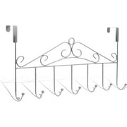 Andalus Vinyl-Coated Over The Door Hooks  Heavy-Duty 7 Hooks for Hanging Towels, Coats, Bags, Jackets, Belts, Hats, Clothes - Ideal for Bathroom, Bedroom, Kitchen, and Living Room (Chrome)
