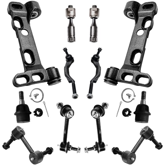 Detroit Axle - 12pc Front End Kit for 2002-2003 Chevrolet Trailblazer EXT Envoy XL Olds Bravada, Lower Control Arms Tie Rods Front Rear Stabilizer Sway Bars Ball Joints