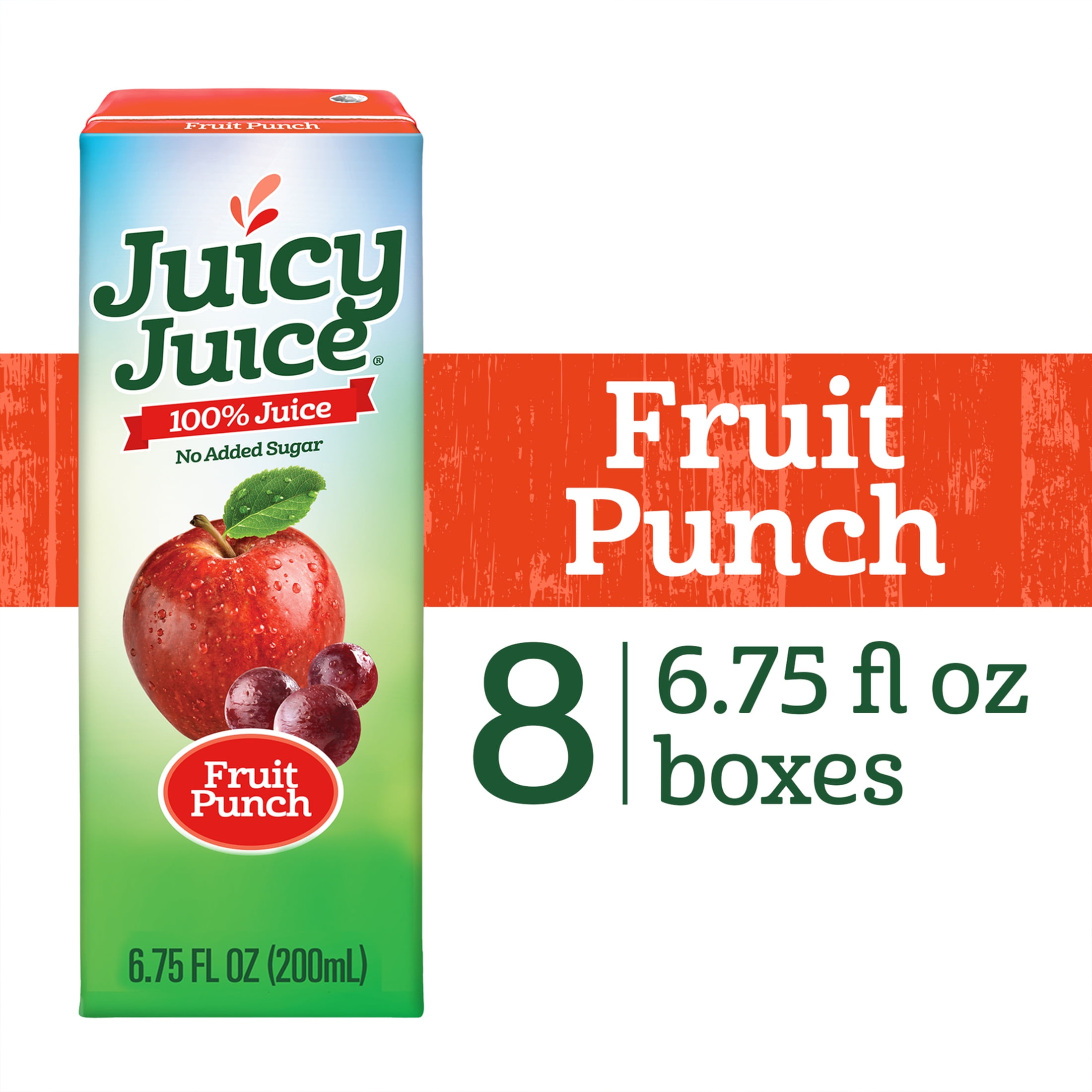 Juicy Juice Fruit Punch, 100% Juice, 8 Count, 6.75 FL OZ Juice Box
