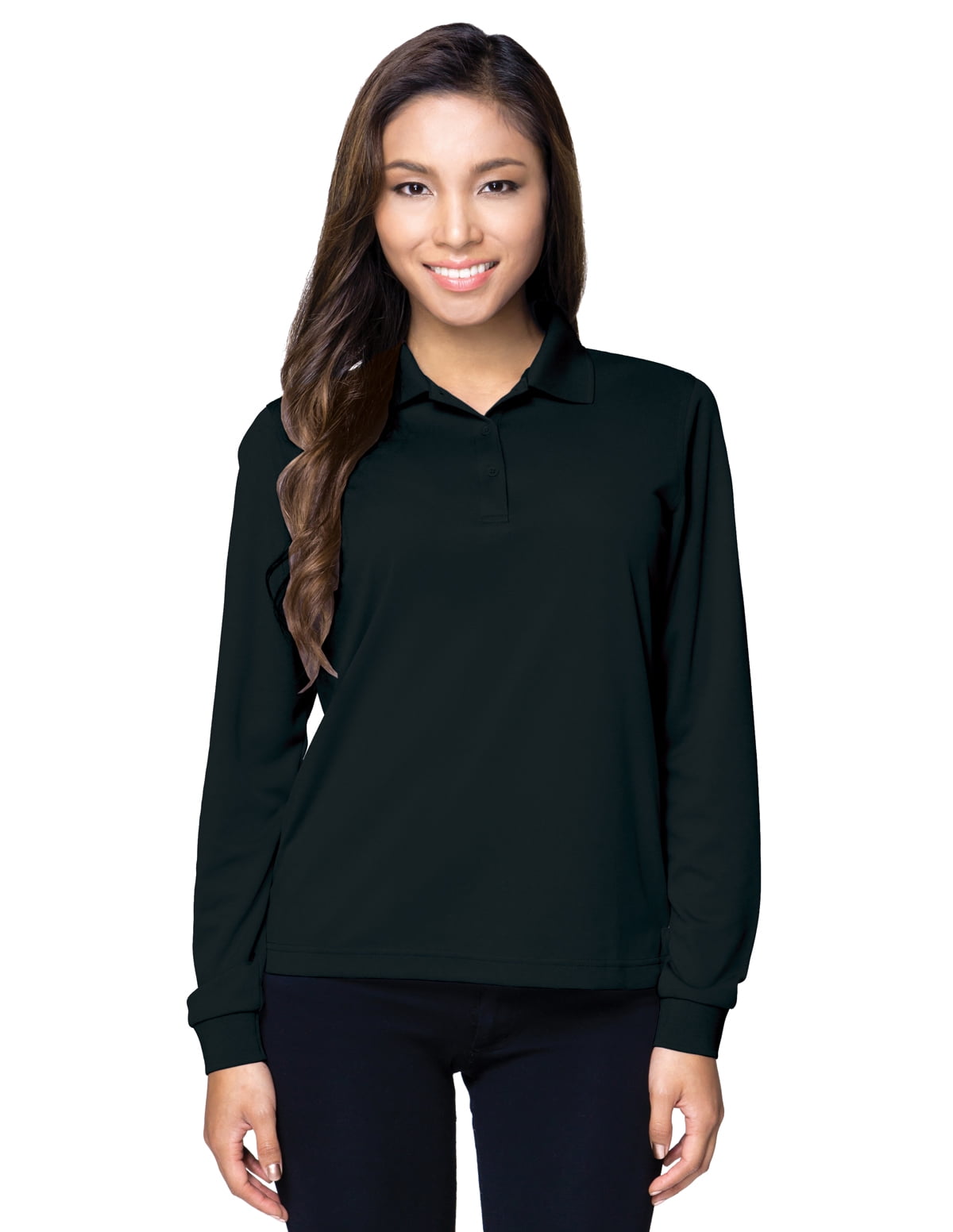 Tri-Mountain - Tri-Mountain 100% Polyester Mini-Pique Long Sleeve Polo - Walmart.com - Walmart.com