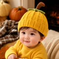 thumbnail image 5 of Baby Halloween Pumpkin Beanie Warm Knit Hat Cuffed Soft Skull Cap for Fall Winter Festive Parties and Cold Weather Wear for Infants Toddlers and Kids Yellow One Size, 5 of 7