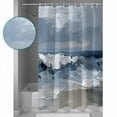 thumbnail image 3 of Blue Coastal Beach Shower Curtains for Bathroom Waterproof Fabric Bath Curtains Decor Bath Tub Curtain Modern Oil Painting Art Decorative Shower Curtain Sets with 12 Hooks, 72x72 Inch, 3 of 6