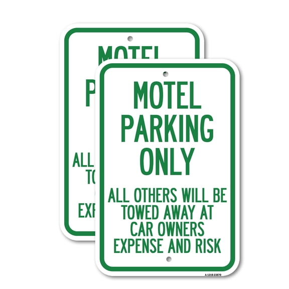 (2 Pack) Motel Parking Only All Others Towed | 18" X 24" Heavy-Gauge Aluminum Sign | Rust Free Aluminum, Weather Resistant, Waterproof, Fade Resistant, 2 Pre-drilled Holes