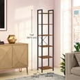 thumbnail image 5 of Industrial 6-Tier Heavy-Duty Steel Bookcase, Tall Narrow Vertical Storage Shelf with Adjustable Shelves, Freestanding Space-Saving Bookshelf for Home Office Bedroom, Modern Industrial Style, 5 of 9