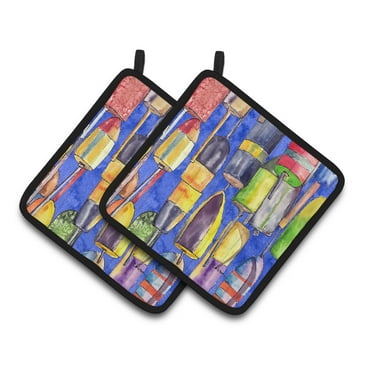 Carolines Treasures 8723-3PTHD Lobster Bouys Pair of Pot Holders , 7.5HX7.5W, multicolor