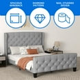 thumbnail image 3 of Dextrus Upholstered Bed Frame Queen Size, Platform Bed Base with Velvet Headboard & Footboard, Wingback Upholstered Bed Frame Mattress Foundation, No Box Spring Needed, Grey, 3 of 6