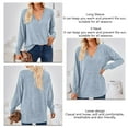 thumbnail image 4 of Women Long Sleeve Shirt V Neck Pure Color Casual Loose Women Long Sleeve T Shirt Undershirt for Home Party Work Light Blue XXL, 4 of 6