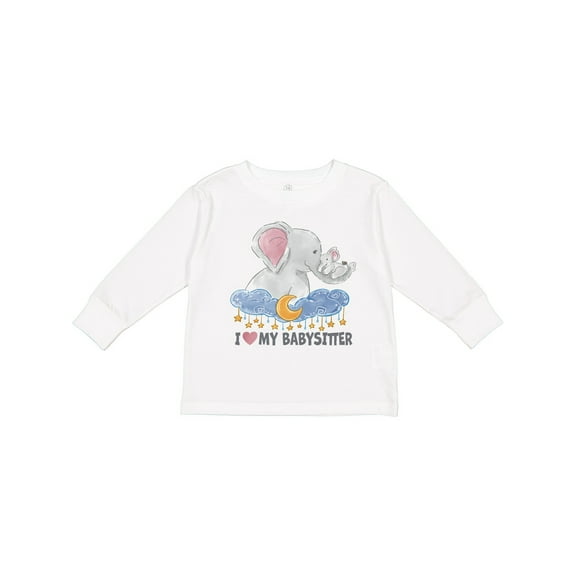 Inktastic I Love My Babysitter Elephant Family Boys or Girls Long Sleeve Toddler T-Shirt