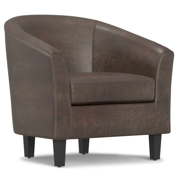 Austin 30 inch Wide Contemporary Tub Chair in Distressed Brown Vegan Faux Leather