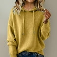 thumbnail image 3 of qucoqpe Womens Sweaters Casual Long Sleeve Knitted Hooded Pullover Top Drawstring Hoodies for Women, 3 of 6