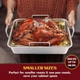 thumbnail image 6 of Roasting Pan, 16 x 11.5 Inch Stainless Steel Turkey Roaster with V-shaped & Flat Rack, Non-toxic & Heavy Duty Deep Broiling Pan, Dishwasher Safe - Large, 6 of 8