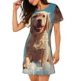 thumbnail image 2 of Hirioo Cute Angel Winged Dog for Women’s Nightdress Comfortable Short Sleeve Nightwear Casual Sleep Dress, 2 of 6