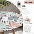 thumbnail image 3 of Cartoon Cat Round Tablecloth for 45-54 Inch Tables, Fitted Table Cover with Elastic Edge, Funny Cute Colorful Animal Pet Waterproof Outdoor Table Cloth Protector for Patio Garden Dinner Picnic, 3 of 9