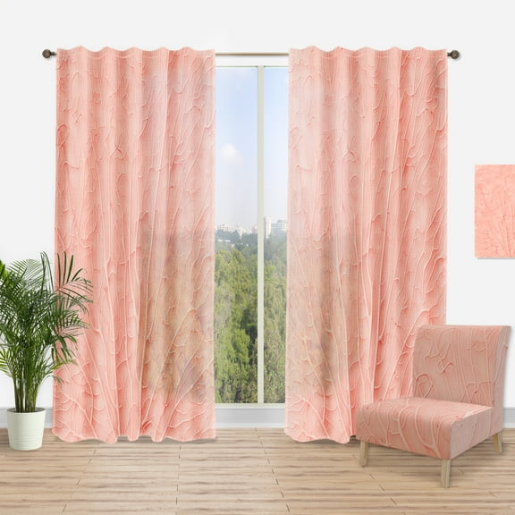 Designart 'Living Botanical Coral Pink' Mid-Century Modern Curtain Panel