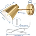 thumbnail image 6 of Plug in Wall Sconces, Dimmable Wall Sconces Adjustable Angle Wall Lights with Plug in Cord and Dimmer On/Off Knob Switch, Gold Wall Mounted Light for Bedroom Bedside Stairway(2 Pack, 2 Bulbs), 6 of 6