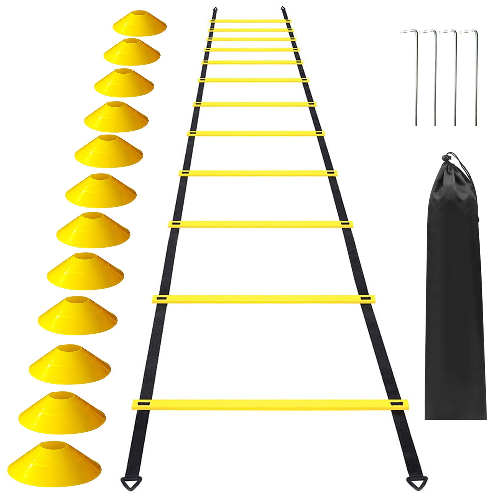 Football Master ™ Kids Training Equipment 6 Metre Agility Ladder Exercise Cones 