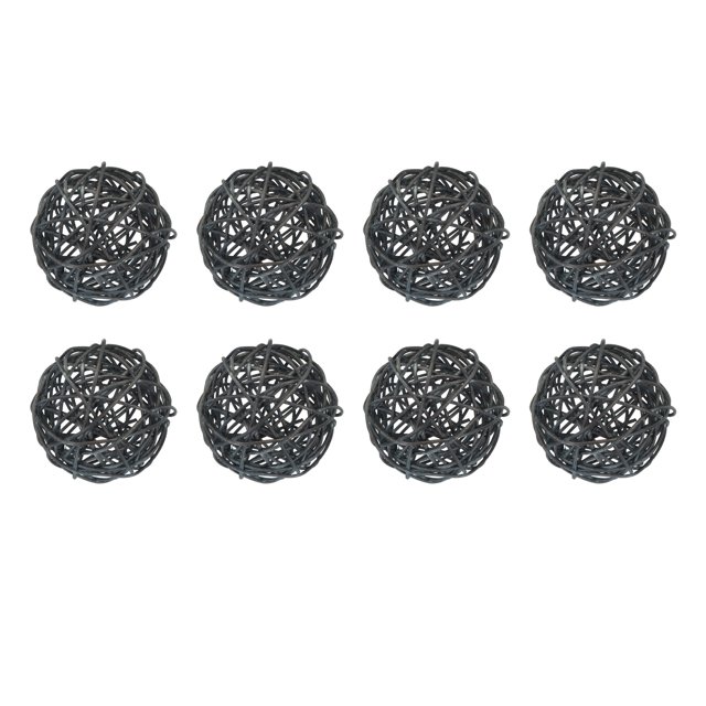 Unique Bargains 8 Pcs Wicker Rattan Balls 3.9 Inch Rattan Decorative Balls for Vase Fillers Craft Home Decor Black