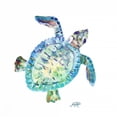 thumbnail image 3 of DeRice, Julie 12x12 Black Modern Framed Museum Art Print Titled - Sea Life in Blues II (turtle), 3 of 5