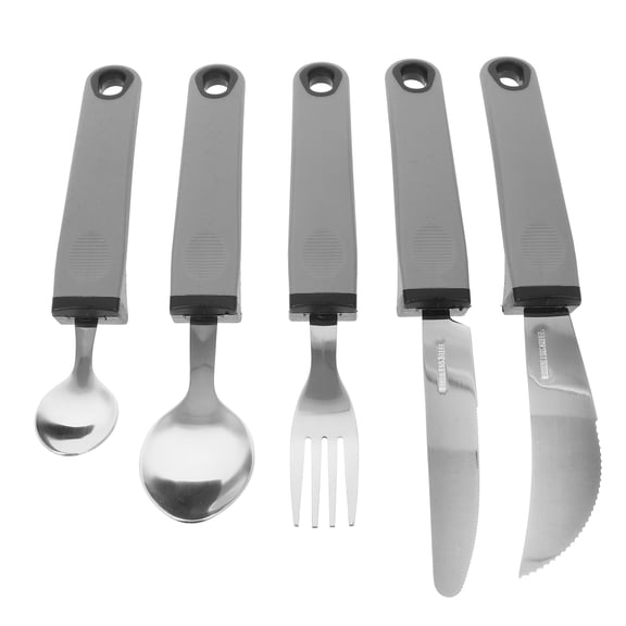 PTOOTP 5Pcs Utensils Set Forks and Spoons Grey TPR Daily Dining