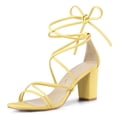 thumbnail image 1 of Sandalias de Tacón Grueso Allegra K correas de Tiras para Mujeres Amarillo 40, 1 of 6