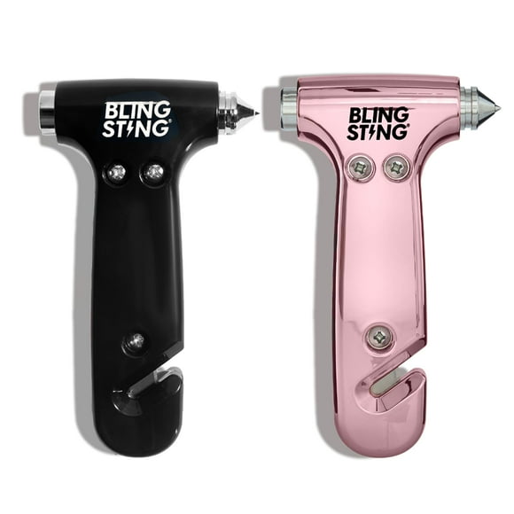 Martillo de escape de emergencia para coche BLINGSTING Glammer negro y rosa