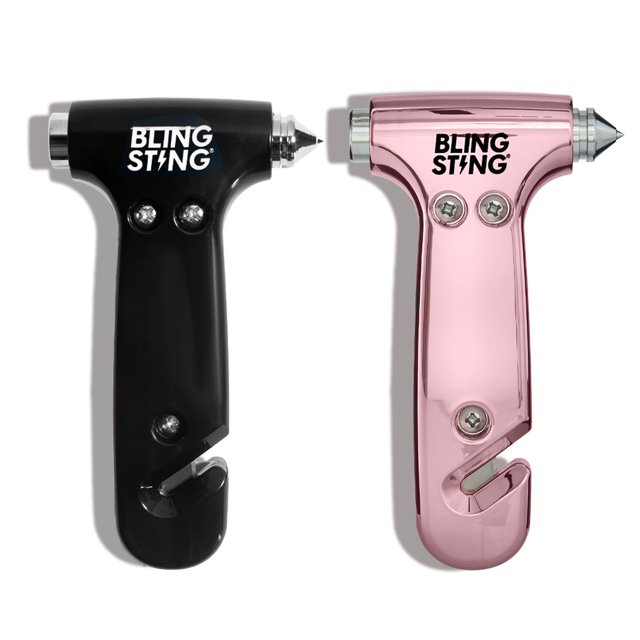 Martillo de escape de emergencia para coche BLINGSTING Glammer negro y rosa