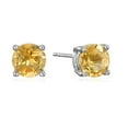 thumbnail image 2 of 10k White Gold Plated 1 Carat Round Created Citrine Sapphire Stud Earrings, 2 of 2
