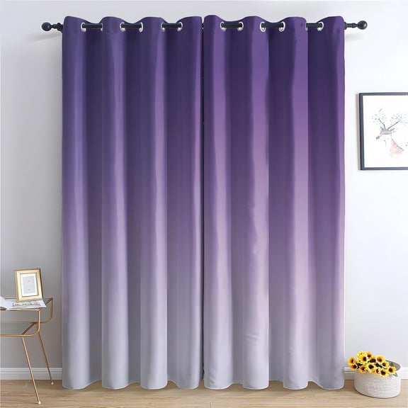 Purple Ombre Curtains, Lavender Window Curtains, Gradient Blackout Curtains, Thermal Grommet Drapes For Bedroom Living Room52"W x 63"L (Pack of 2)
