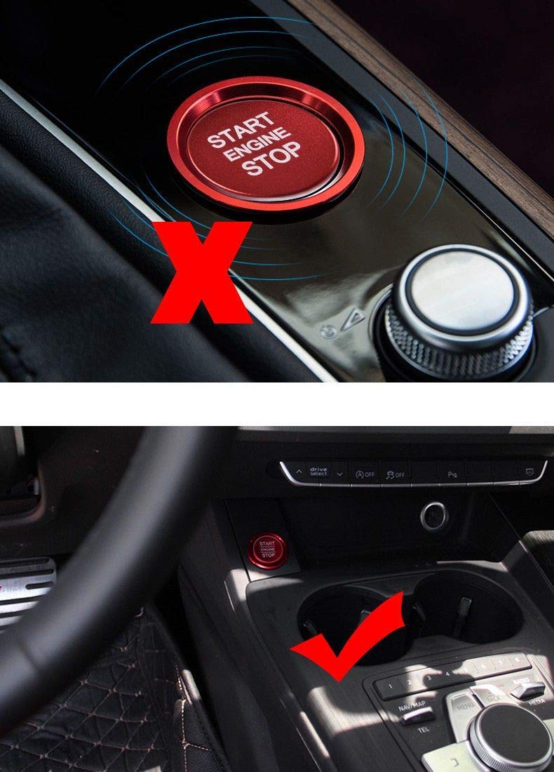 Xotic Tech Red Keyless Start Engine Stop Cover with Ring for Audi A4 A5 Q5  S4 QQ S5 RS Style Start Stop Button Trim