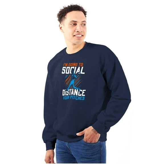 Going to Social Distance Your Pitches Men's Crewneck Sweatshirt Brisco Brands S