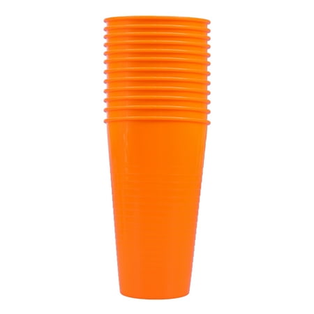 

12pcs Plastic Drinking Cups Reusable Holiday Party Tableware Beverage Juice Cups Party Supplies (Orange)