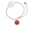 thumbnail image 2 of Delight Jewelry Silvertone Large Enamel Basketball Silver-tone Flower Link Chain Bracelet, 6.75"+2" Extender, 2 of 4
