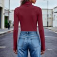thumbnail image 4 of Mineart Women's Turtleneck Top Solid Slim Fit Stretchy Thermal Basic Layering Shirt, 4 of 7