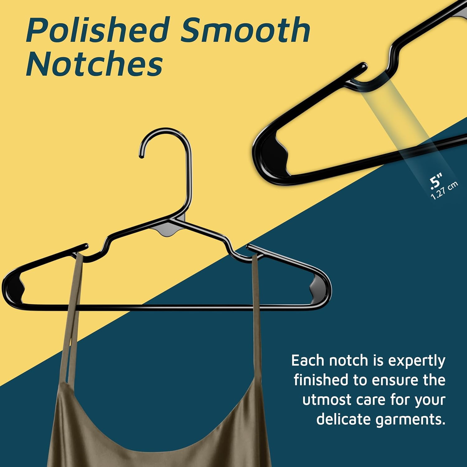 Plastic Kids Clothes Hanger – Children Clothes Hanger with Shoulder Notch, 11.6 Inch Space-Saving Closet Organizer for Baby, Toddler, and Kids Clothing, Hold Up To 5 lbs, Pack of 20, Black