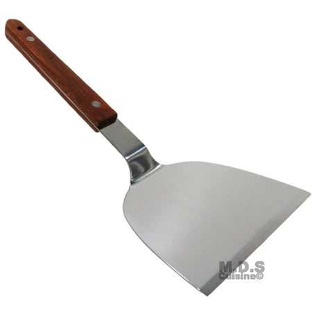 Turner Burger Heavy Duty Polished Stainless Steel Grill Spatula Scraper Wood (Best Spatula For Smash Burgers)