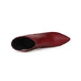 thumbnail image 4 of Unique Bargains Women's Side Zip Pointed Toe Block Heels Ankle Boots Burgundy (Size 8.5), 4 of 6