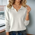 thumbnail image 2 of Fgnfyis Womens T Shirts Fashionable Casual Lapel Solid Color Long Sleeved T Shirt Top Womens Long Sleeve Tops White XL, 2 of 4