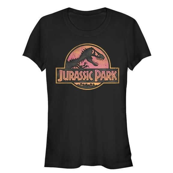 Junior's Jurassic Park Sunrise Logo Graphic Tee Black 2X Large