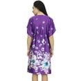 thumbnail image 4 of Bimba Women's Kimono Bridesmaid Purple Floral Satin Short Drawstring Kaftan-20, 4 of 7
