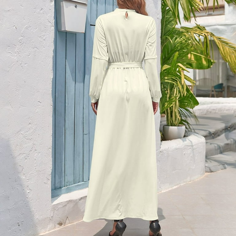 Vanilla (Cream/White) Color Long Dress luxury woman evening dress Women's  summer dress long sleeve dresses - Walmart.com