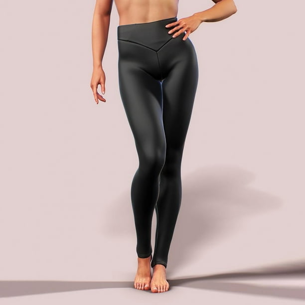 nsendm Womens Pants Female Adult Yoga Pants for Women with Pockets Women  Clubwear Sexy Shiny Leather Leggings Body Tight Womens Dress Pants Size 20  (B, L) 