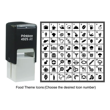 Printtoo Personalized Food Theme Icons Rubber Stamp Self Inking Stamper 24 mm-Black