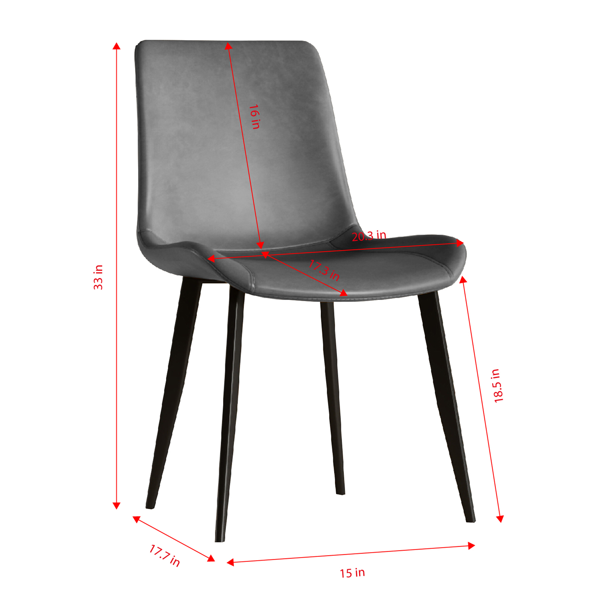 Dining Chairs Set of 4, Modern PU Leather Upholstered Chairs with Metal Legs, Gray Kitchen Dining Room Side Chairs, Comfortable Stackable Design for Home & Office