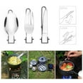thumbnail image 6 of Outdoor Use Utensil Set Cutlery Set 16.9cm 16cm Camping Cutlery Utensil Set Flatware Folding Silver Spoon Fork, 6 of 6