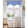 thumbnail image 3 of White Striped Tie Up Valances Curtain, Adjustable Kitchen Simple Blue Stripes Modern Style Valances for Windows Decor, Rod Pocket Short Curtains Set for Bedroom/Bathroom, 60"x18", 3 of 8