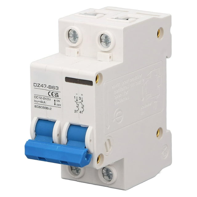 2P DC Photovoltaic Circuit Breaker, High Sensitivity, Overload Protection, 12-240V DC, 4kA, 6A