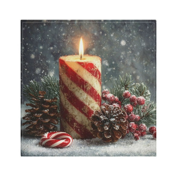 Napkin Satin Napkin 20*20 Inchx1 Kitchen Towel Dinner Plate Towel Decorative Towel Napkin Tea Towel Suitable For Kitchen Table Red Christmas Candle