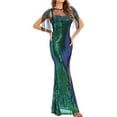 thumbnail image 4 of SWSMCLT Women's Sequin Dress Tassel Maxi Prom Bodycon Evening Gown Elegant Formal Hoco Sleeveless Cocktail Bridesmaid Long Dresses Full-Length Homecoming Party Crew Neck Green 10, 4 of 5