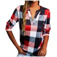 thumbnail image 2 of DPTALR Blouse Décontractée pour Femme d'Été à Manches Longues, Col en V, à Carreaux, Imprimée, 2 of 6