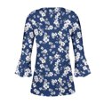 thumbnail image 5 of Women's 3/4 Sleeve Tops,Women's Tops 3/4 Sleeve Dressy Casual Plus Size Tunic Tops to Wear with Leggings Swing Flare T-Shirt Loose Fit Blouses Blue L, 5 of 5